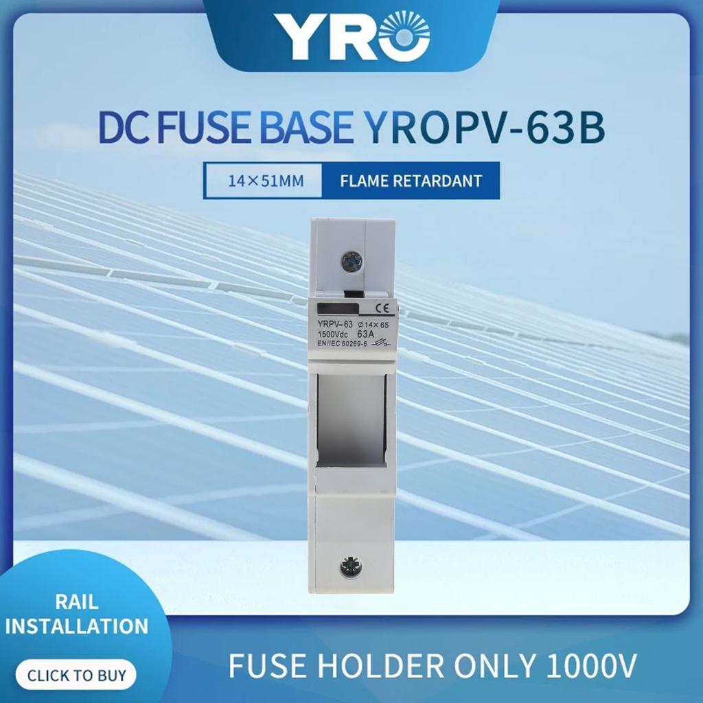DIN Rail Mounted Fuse Holder 1000 VDC 14x51mm PV DC Fuse Solar Fuse Base for Photovoltaic System Protection Protector