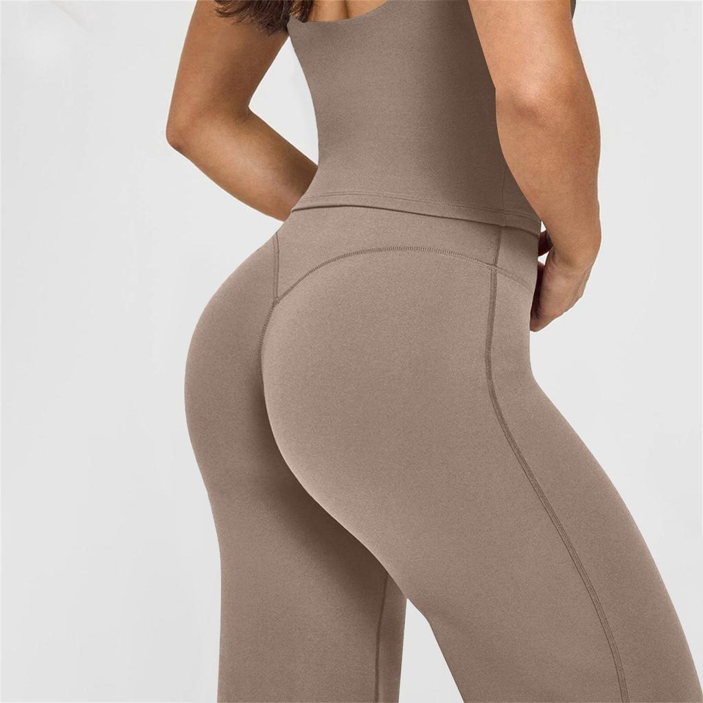 Women's High-Waist Flare Loose-Fit Straight Yoga Pants For Outdoor Sports