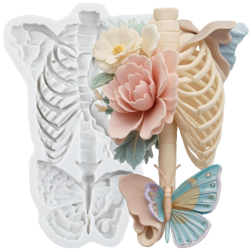 Human Organs Silicone Mold Lung Heart Brain Skull Skeleton Fondant Molds Cake Decorating Tools Cupcake Topper Candy Sugar Craft Gum Paste Polymer Clay