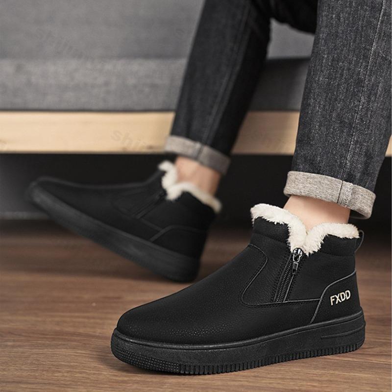 Fashion 2025 Winter New Men's Concise Casual High Top Thick Sole Snow Boots Warm Comfortable Fashion Versatile Chunky Plush Cotton Boots