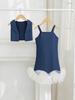Toddler Denim Strappy Two-Piece Princess Dress Set.