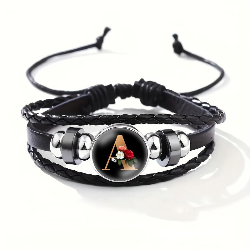 26 Letters A-Z Handmade Leather Bracelet Woven Multi-layer Punk Id Name Friendship Couple Bracelet