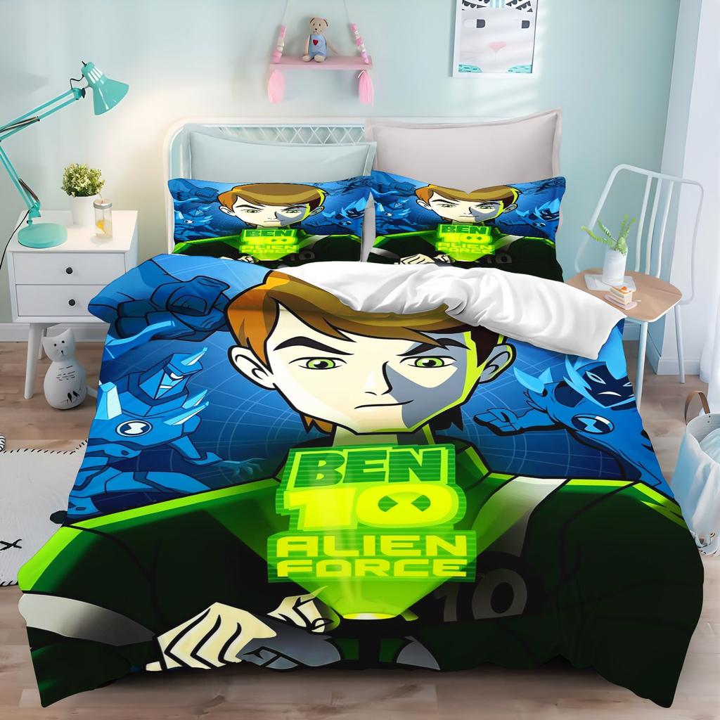 Ben10 Ultimate Alien Cartoon Duvet Cover Set Kids Bedding Set Anime Characters Quilt Cover Soft Bedroom Home Textile For Boys