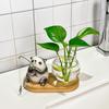 Mini Plant Propagation Station, Hydroponic Glass Vase with Cute Animals Figurine, Home Office Desks Aesthetic Decorations, Gift for Women Plant