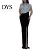 Bodycon Sequin Dress Women Glitter Round Neck Sleeveless High Waist Lady Elegant Sequins Split Long Evening Party Gown Chic Cocktail