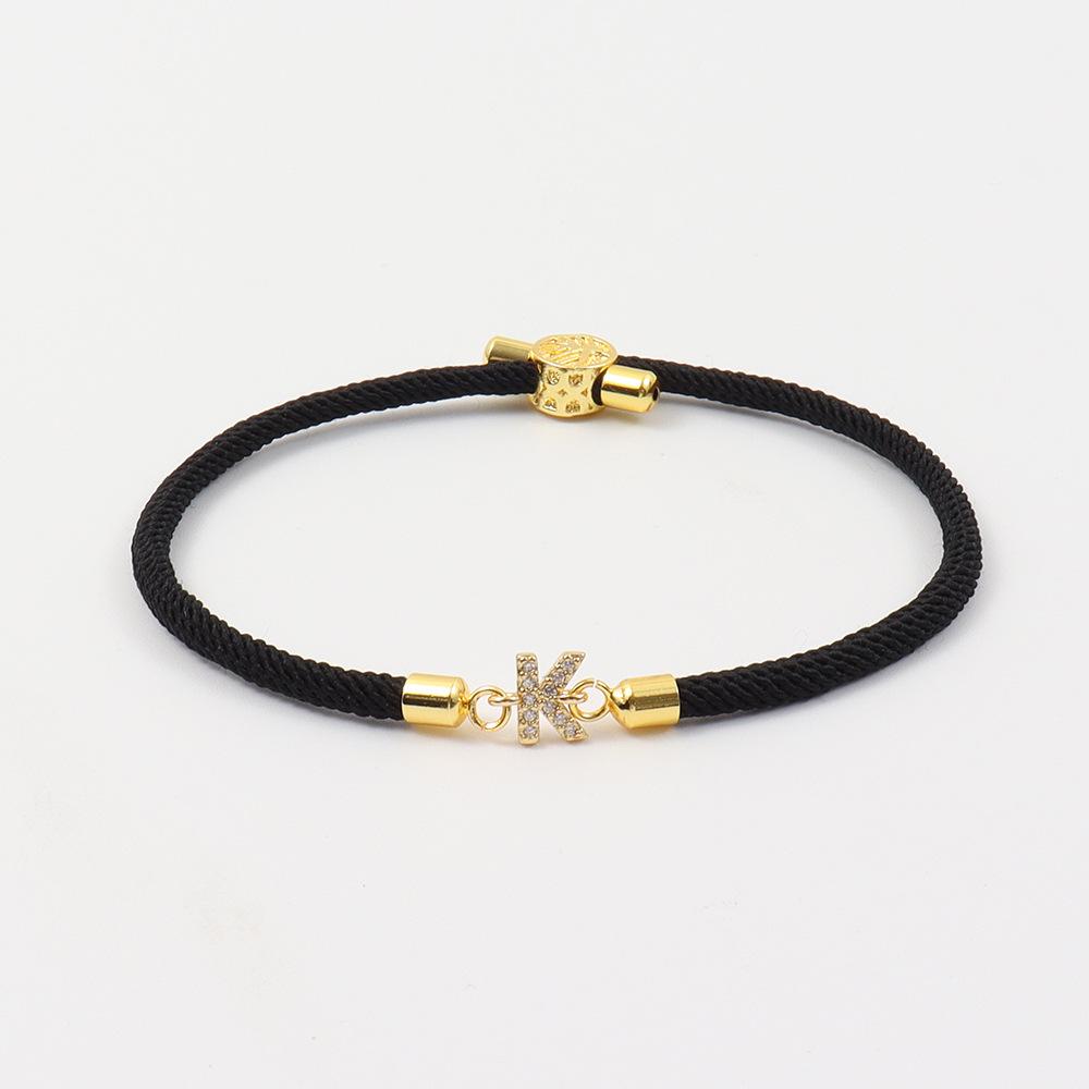 Initial 26 Letters Micropaved Zirconia A-Z Bracelets For Women Handmade Baided Rope Adjustable Bracelet Friendship Jewelry Gifts