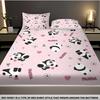 3pcs Cartoon Panda Pink Printed Coreless Bed Sheet Set, Multi Size Comfortable Bed Cover, Bedroom Bedding Decoration