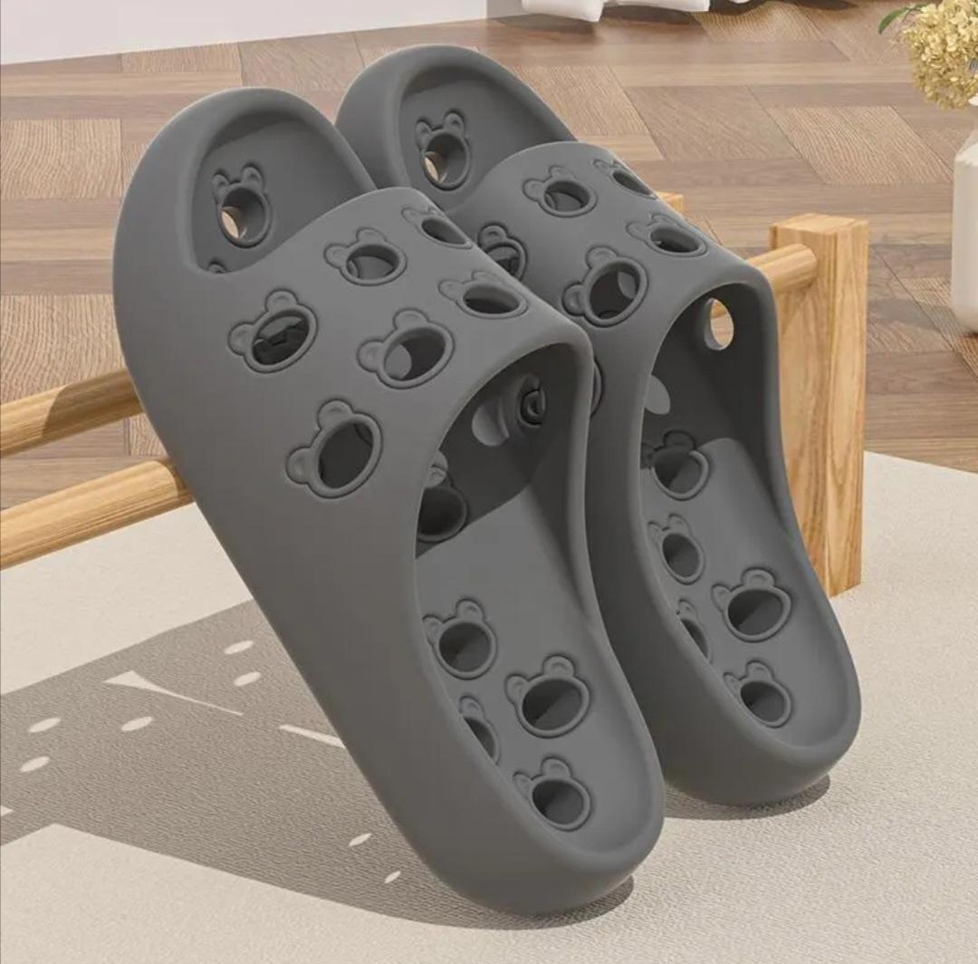 

Bathroom slippers home non-slip and non-smelly hotel shoes indoor household cool slippers leak quick-drying sandals 44-45 [recommended to go one size larger] темно-сірий колір