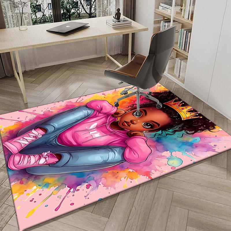 Black Princess Magic Celebration Carpet, Chair Rug,Rug for Office Bedroom living rooms, Doormat decor Fan Gift Christmas Gift