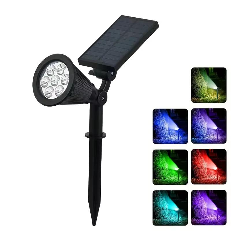 7 LED Solar Spot Lights RGB Solar Landscape Lights IP65 Waterproof Brightness Adjustable for Outdoor Garden  Lawn Decor Lighting