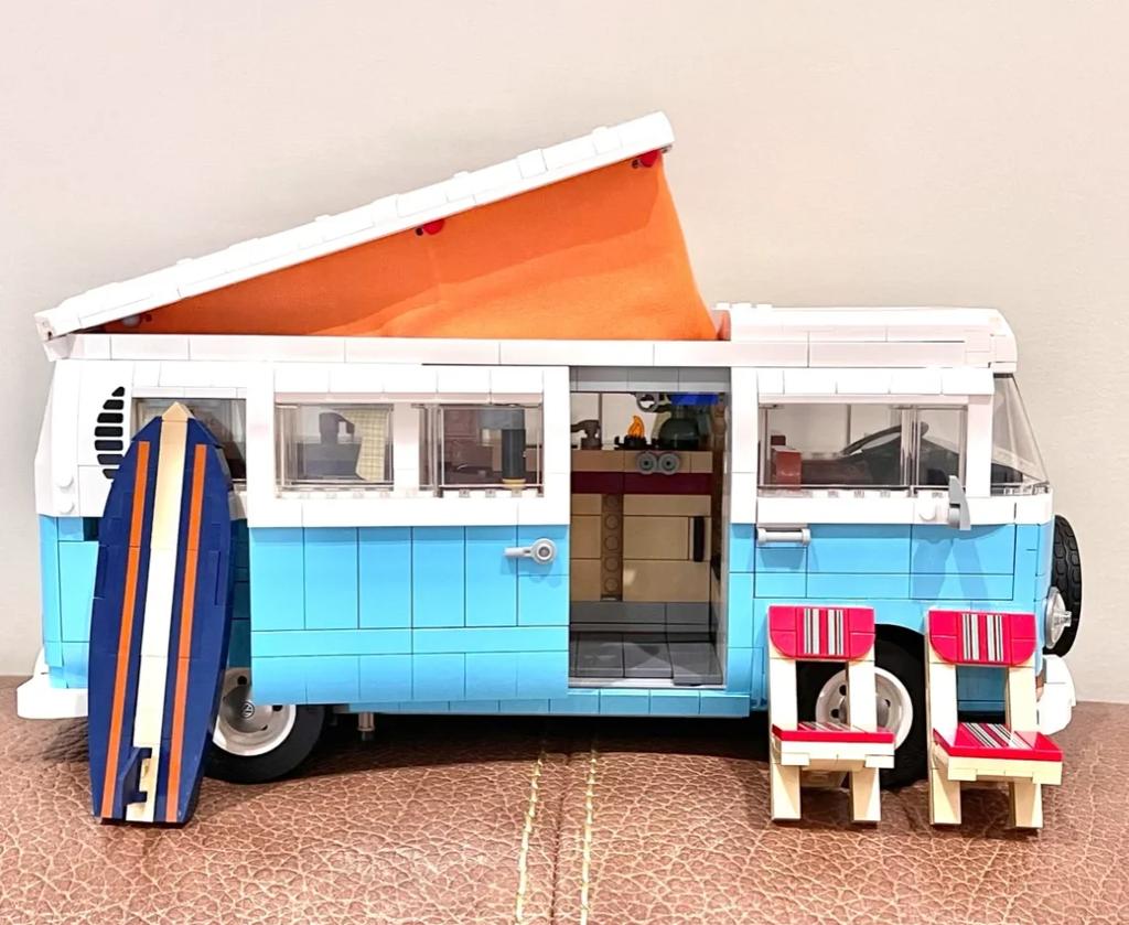 Das T2 Camper Auto Van Modell Bausteine Kompatibel DIY Ziegel Spielzeug für Kinder Weihnachten Geburtstag Geschenk