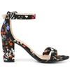 Allegra K Women's Open-Toe Ankle Strap Sandals with Chunky Heels, Black Flowers, Size 26.0cm