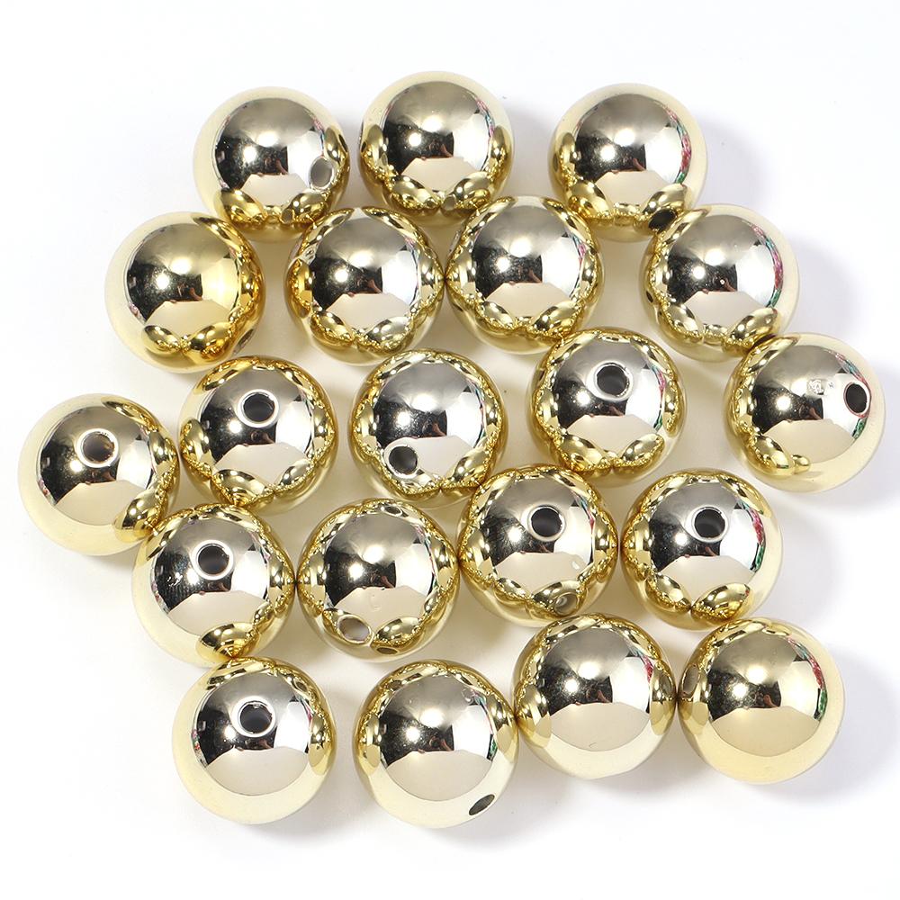 20pcs/lot UV Acrylic Beads Christmas Acrylic Beads Round Loose Spacer Beads For Jewelry Making DIY Bracelet Necklace Accessories