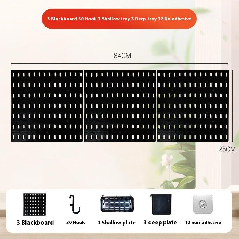 Panou perforat din plastic PP fără găurire, montat pe perete, organizator de bucătărie cu cârlige și rafturi, depozitare ajustabilă pentru baie, birou, unelte