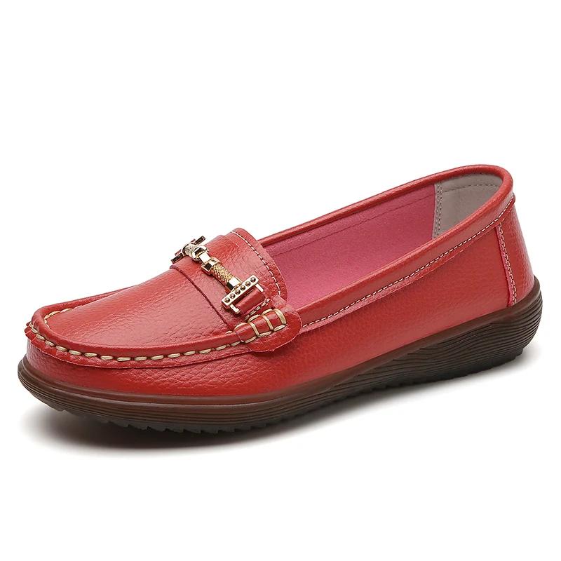 Slip-on Loafers Female Boat Shoes  New Spring /autumn Women Flats Genuine Leather Moccasins Woman Casual Shoes Big Size