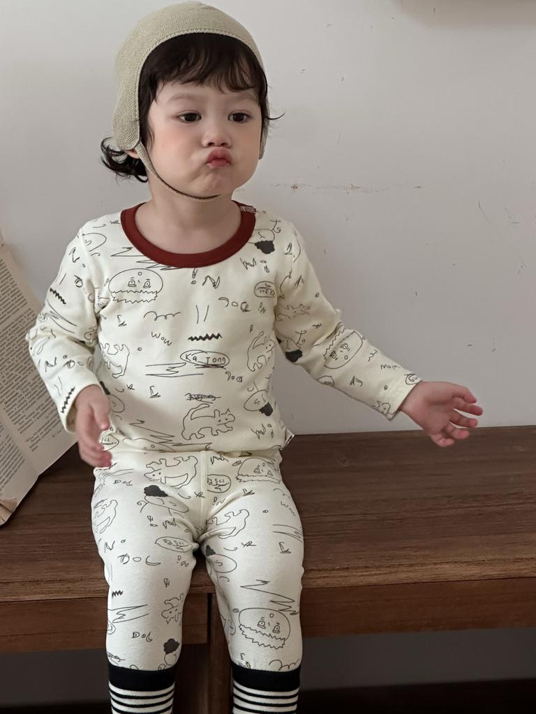 [Upgraded Version] Children's Pajamas and Girls' Class A Long Johns, Long Johns, Wool Pull-up Rack Homewear Set