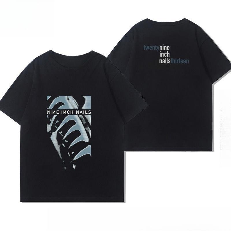 Nine-inch Nail Rock Band American Short-sleeved Pure Cotton Summer Loose and Versatile T-shirts for Men and Women S разноцветный