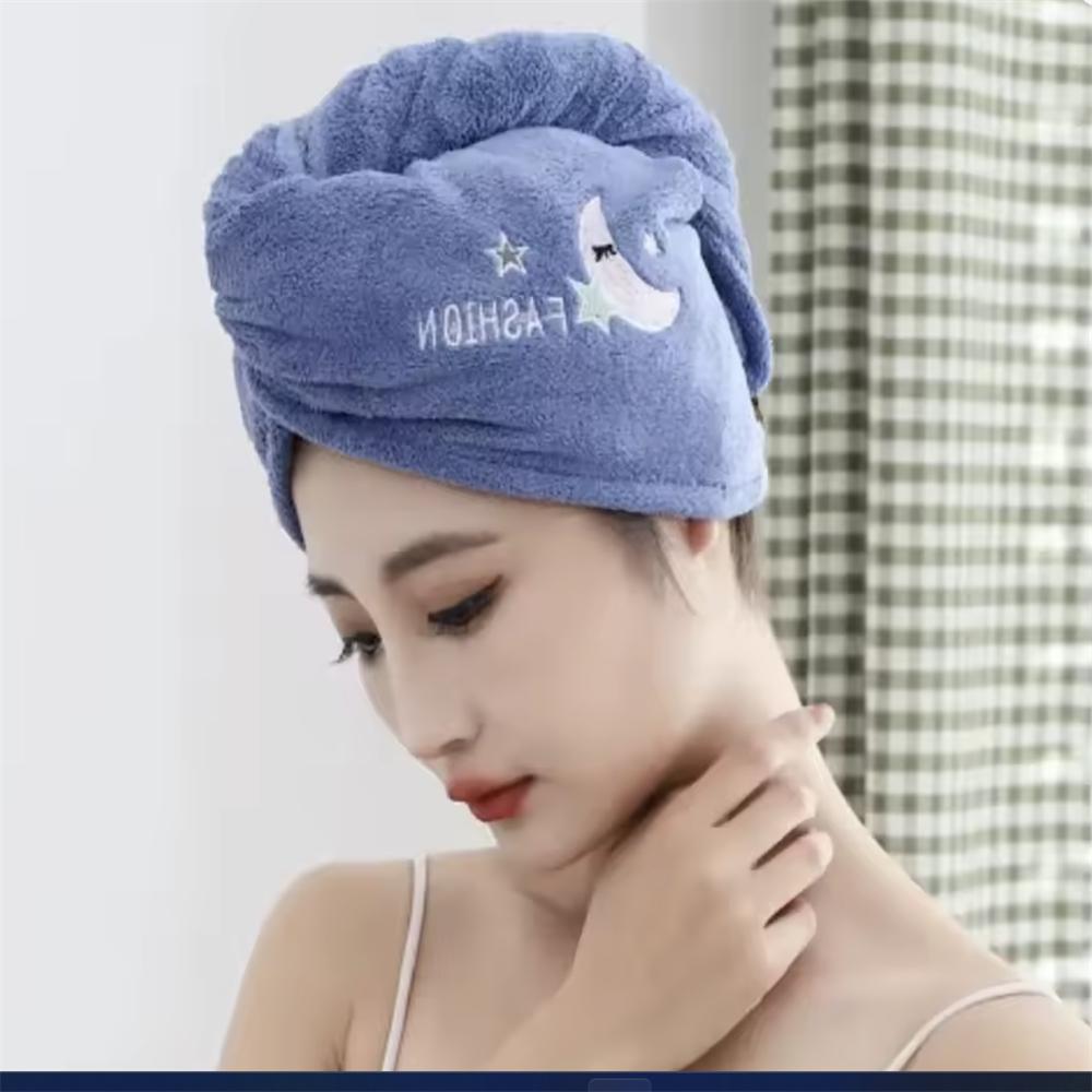 Magic Microfiber Shower Cap Embroidery Towel Bath Hats Dry Hair Cap Quick Drying Soft For Lady Turban Head 1PC