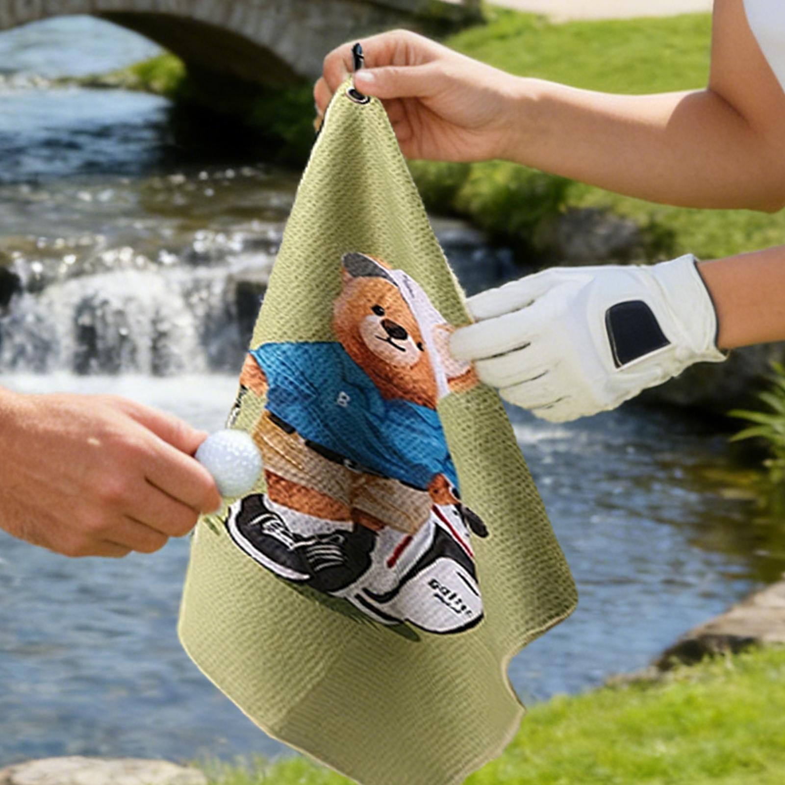 

Гольф-полотенца для мужчин 15x23 дюйма Впитывающие чистящие средства Принт с медведем Забавные гольф-полотенца для мужчин женщин Новичков Энтузиастов Клуб CN