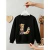 Kids Girls Crewneck Sweatshirt, Watercolor Floral Letter L Print Soft Pink Fleece Pullover