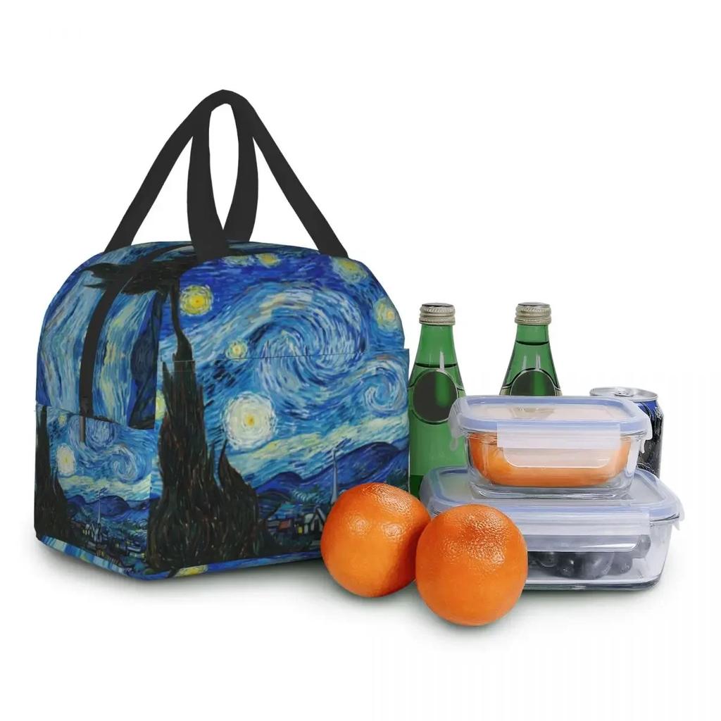 Insulated Lunch Tote Bag for Women School Portable Thermal Cooler Almond Blossoms Flowers Art Lunch Box