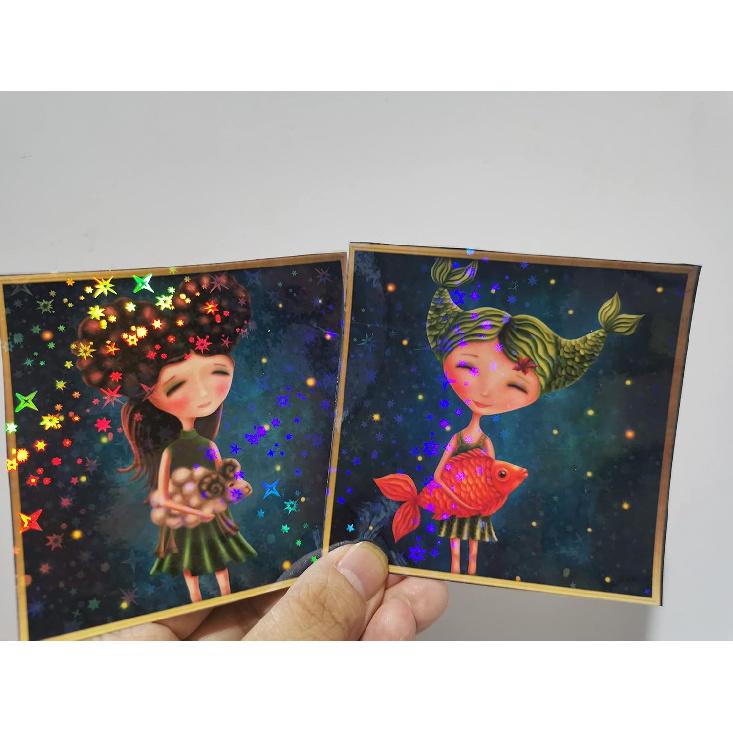 20 Sheets Stars Holographic Sticker Paper A4 Size Rainbow Laminating Film Holographic Self-Adhesive Laminted Film