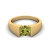 0.85 Ctw Round Peridot 925 Sterling Silver Gold Vermeil Solitaire Tension Set Women Wedding Ring