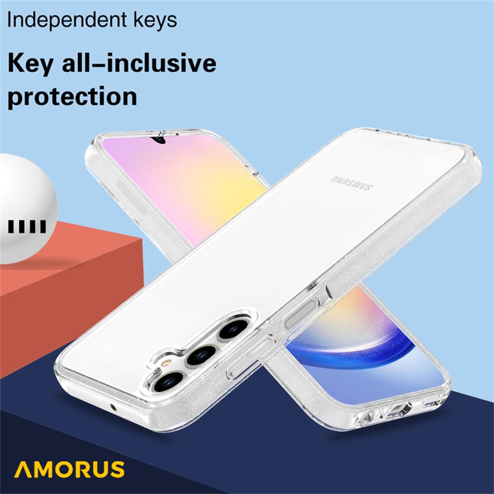 AMORUS Für Samsung Galaxy A15 4G/5G Hülle Weiches TPU Hartes PC Rückteil Stoßfest Handyhülle