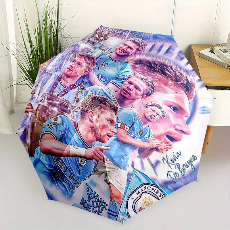 

Kevin De Bruyne, Manchester City Automatic Opening and Closing Umbrella, Compact Travel Umbrella, Lightweight and Portable, Suitable for Bea