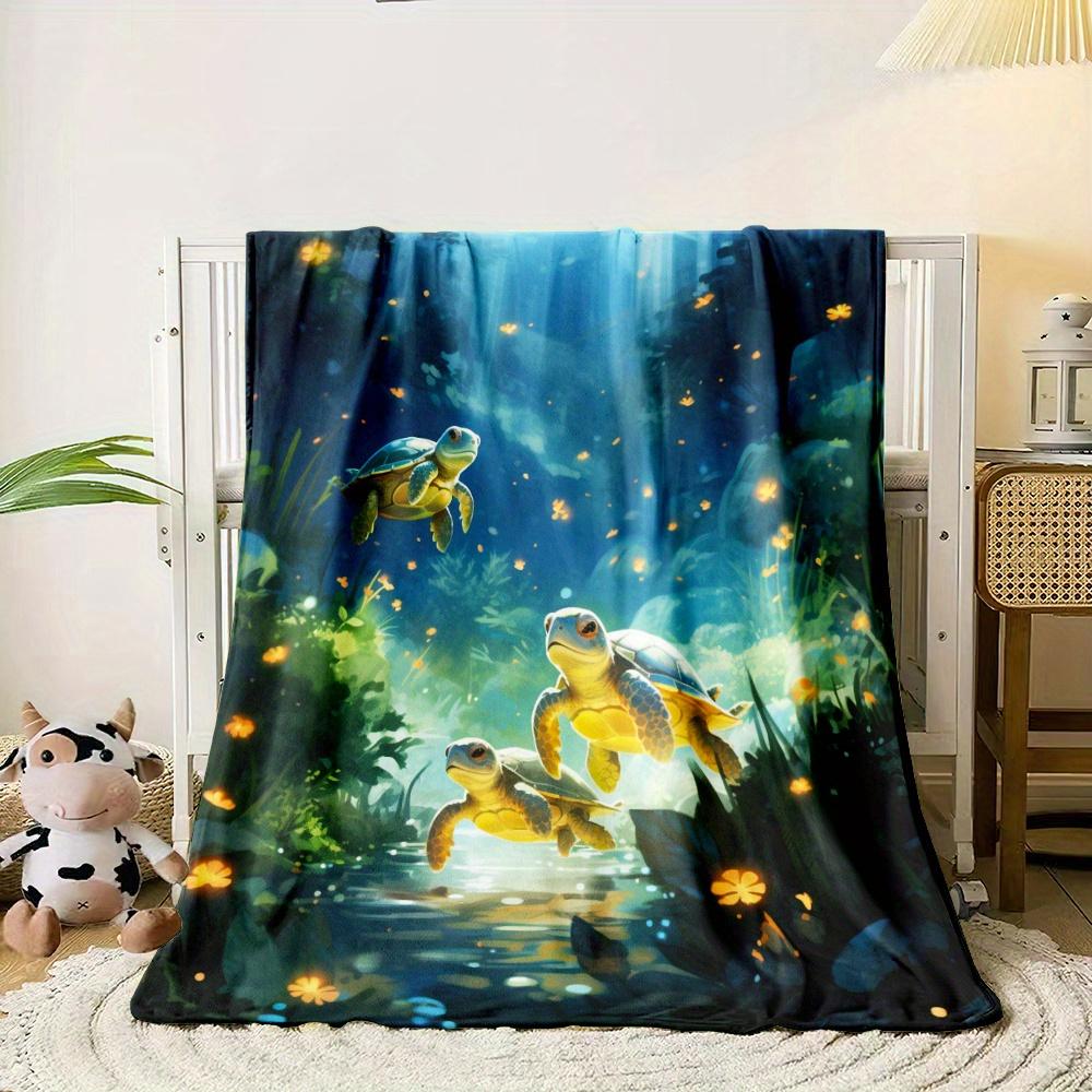 Soft  Cozy Turtle Sea Life Throw Blanket - Versatile For All Seasons, Perfect For Sofa, Bed, Travel, And Camping - Durable Poly