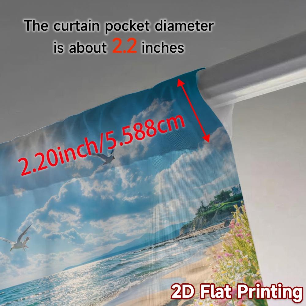 2pcs, 2D FLAT PRINTING Curtains (Without Rod) SunnyCoastBloom Chic Curtains Digital Printed Versatile Polyester Fabric Curtains