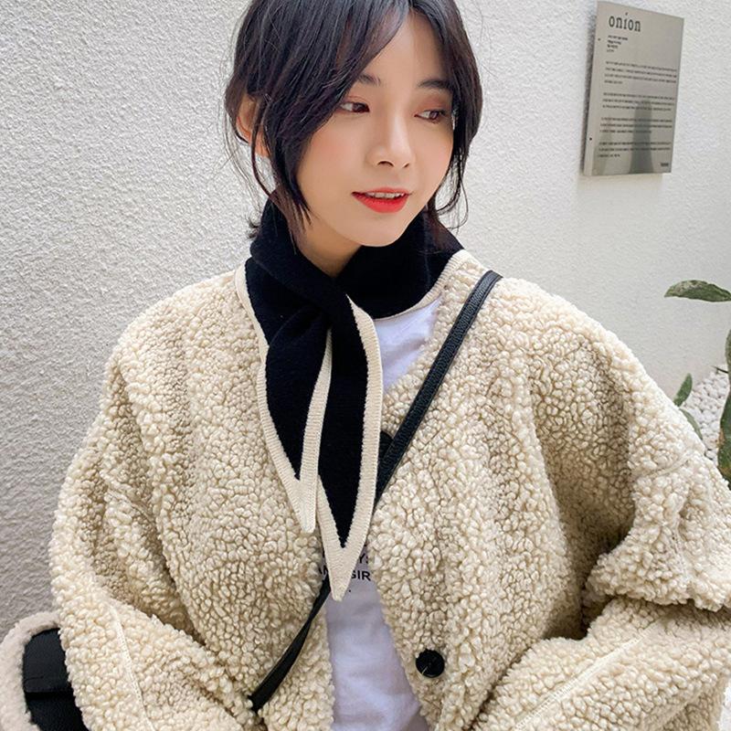 Women Knitted Triangle Scarf Fake Collar - Autumn Warm Detachable Shawl for Dress Shirt Neck Protection Accessory