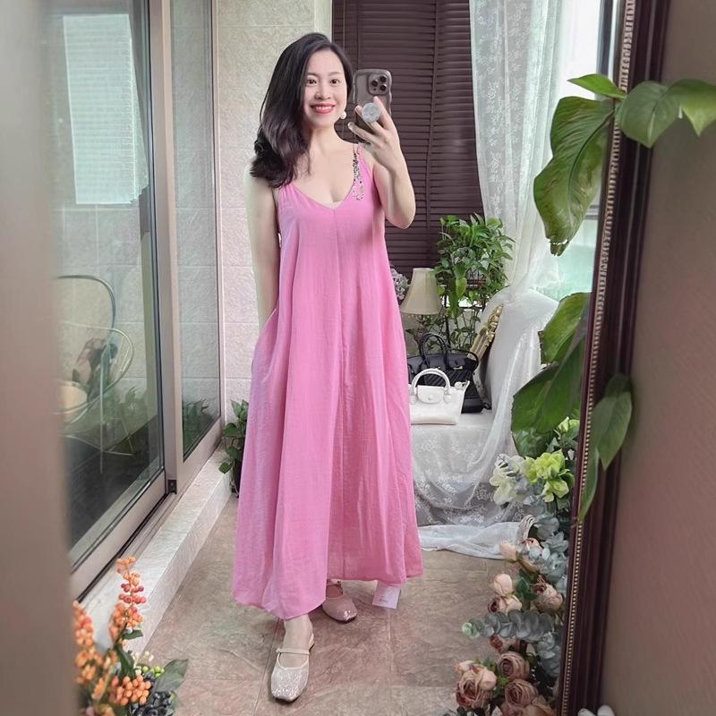 Pink Fairy Sling Dress - Women’s 2025 French Style Summer Long Dress