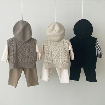 Baby Girl Knitwear Sleeveless Sweaters Autumn Boys Cotton Vest Coat Solid Tops Knit Waistcoat Toddler Pullover Outerwear