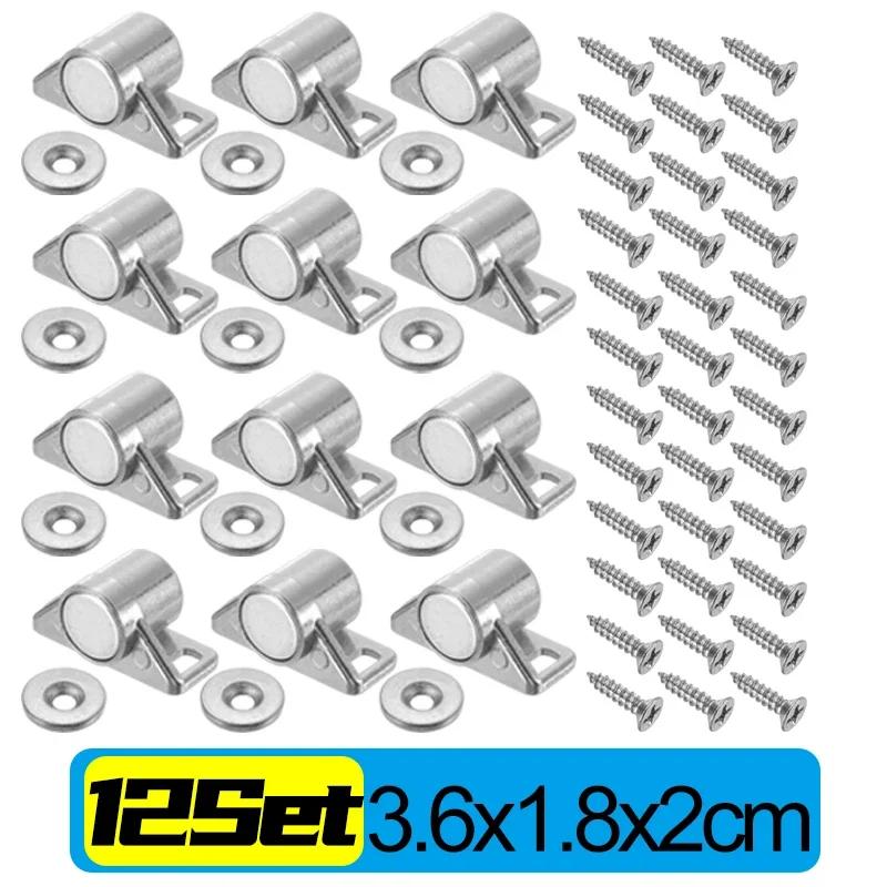 12-1Sets Magnet Cabinet Door Catch Powerful Alloy Cupboard Wardrobe Drawer Magnetic Latches Closer Door Stops Furniture Hardware