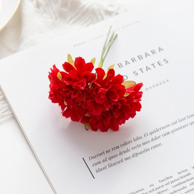18PCS Artificial Flowers Christmas Decorations for Home Scrapbook Wedding Decorative Wreaths Diy Gifts Candy Box Silk Carnation