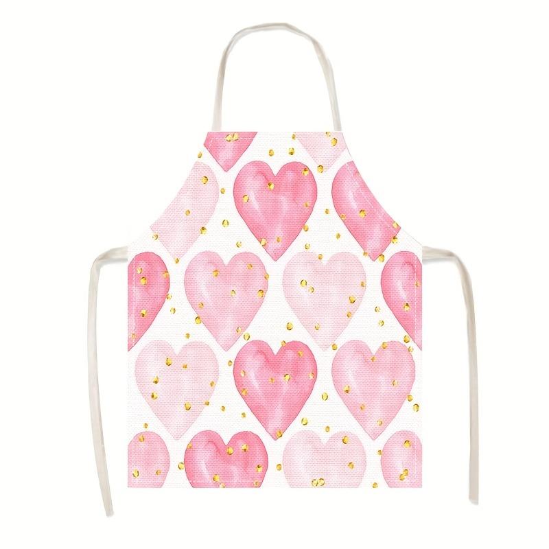 

1pc Large Solid Color Background Romantic Heart Pattern Apron, Home Decoration Kitchen Wear, Sleeveless Durable Washable Unisex Cooking Apron, 68x55cm/26.77×21.65 Inch білий
