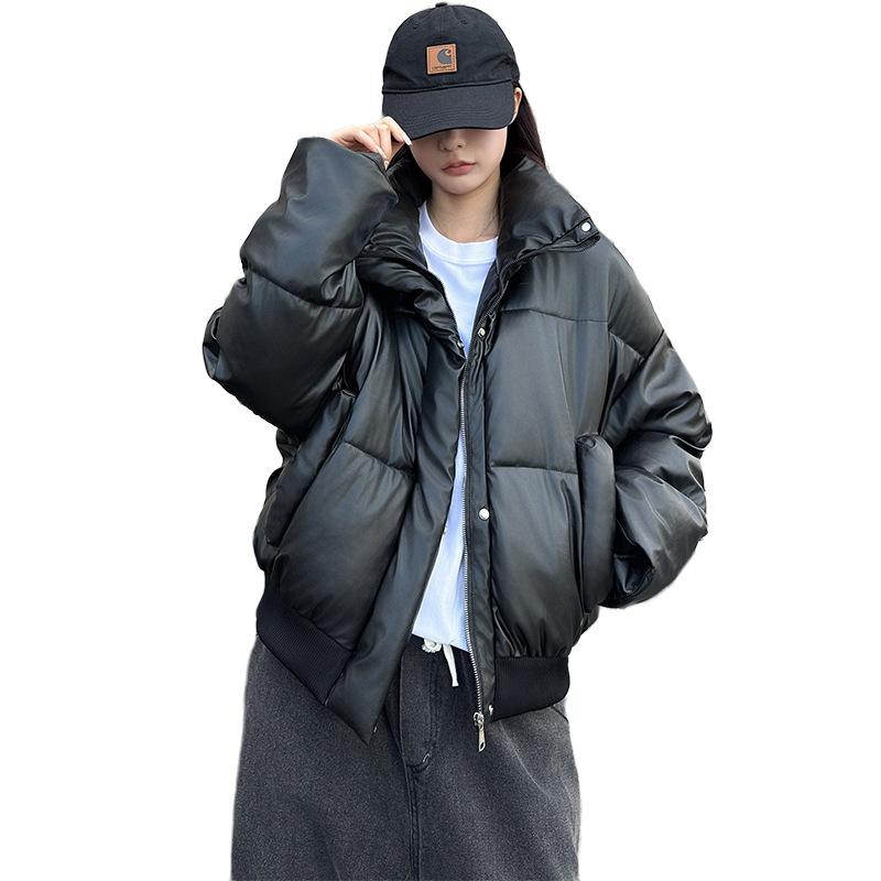 

Американский дизайн со стойкой, короткая хлопковая одежда, женская зимняя утолщенная куртка для пары, одежда-хлеб XL