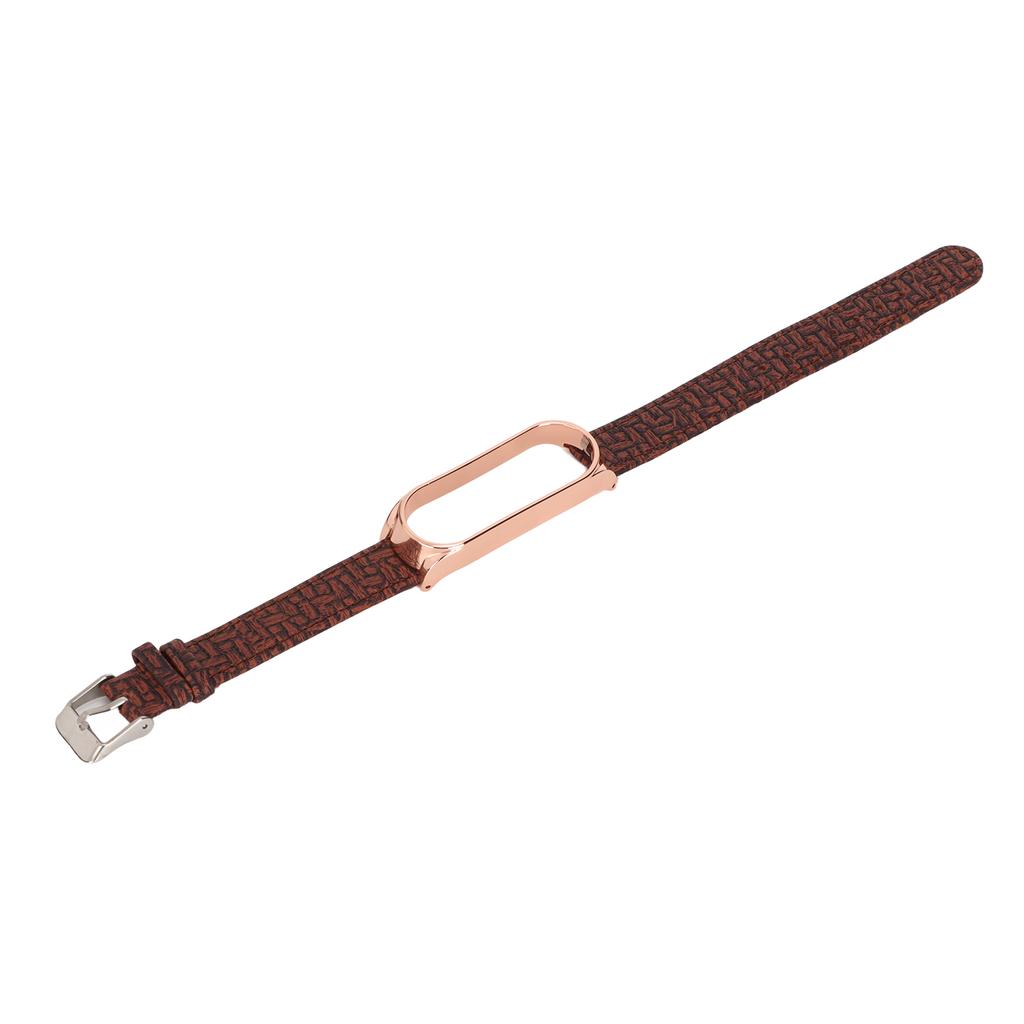 Smart armbåndsbånd Smartklokke armbånd Lærreim Metallkapsling Anti-tapt for Mi Band 6 5