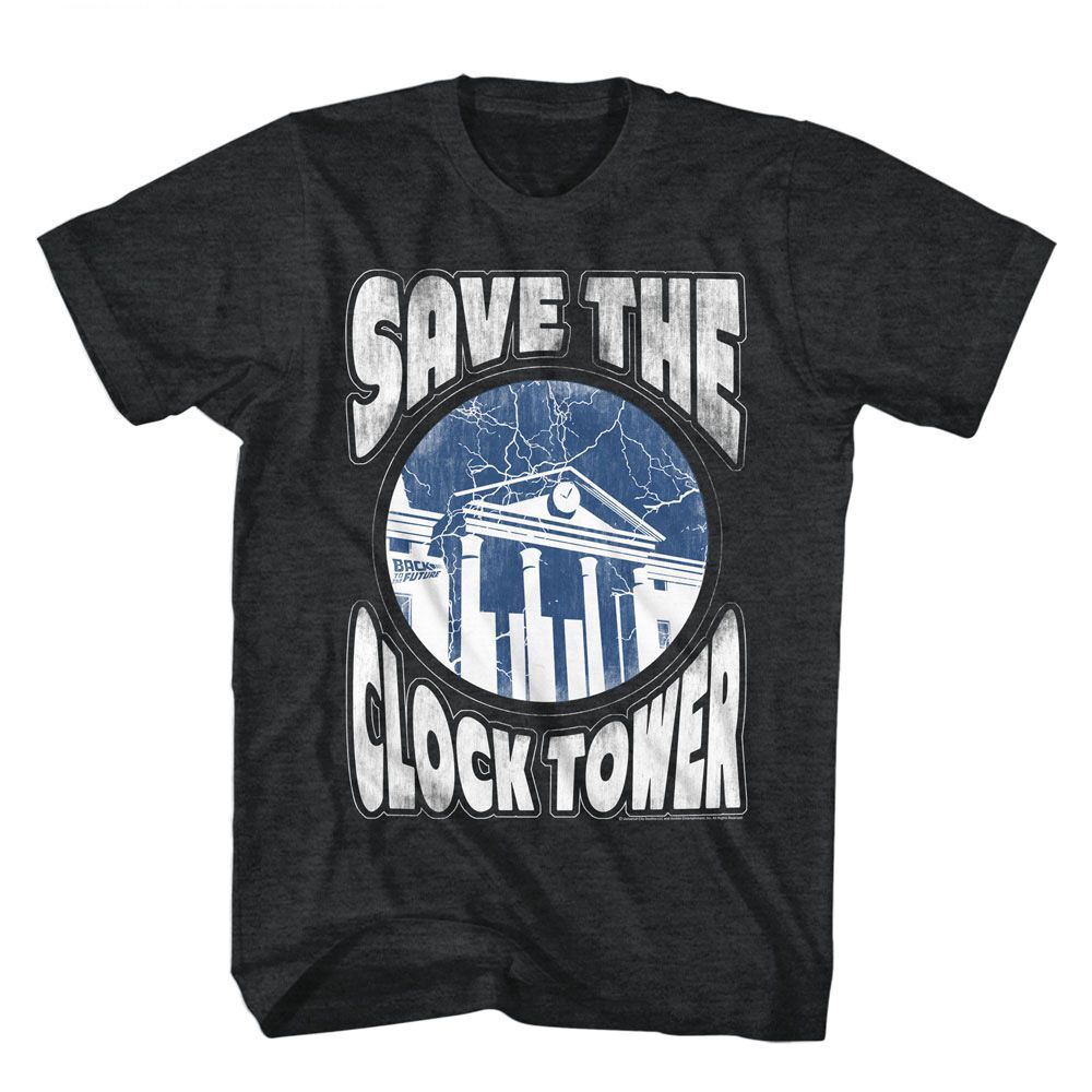 Back To the Future Save Clocktower Charcoal Heather T-Shirt