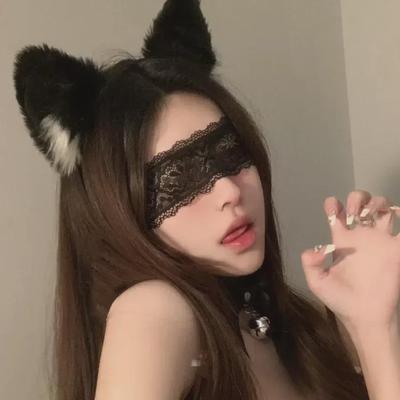 Cat Ear Bell Headband & Lace Eye Mask Set: Fox Hairpin & Cute Accessories