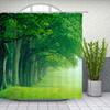 Natural Scenery Shower Curtains Green Tree Floral Plant Landscape Pattern Spring Summer Bathroom Decor Polyester Cloth Curtain