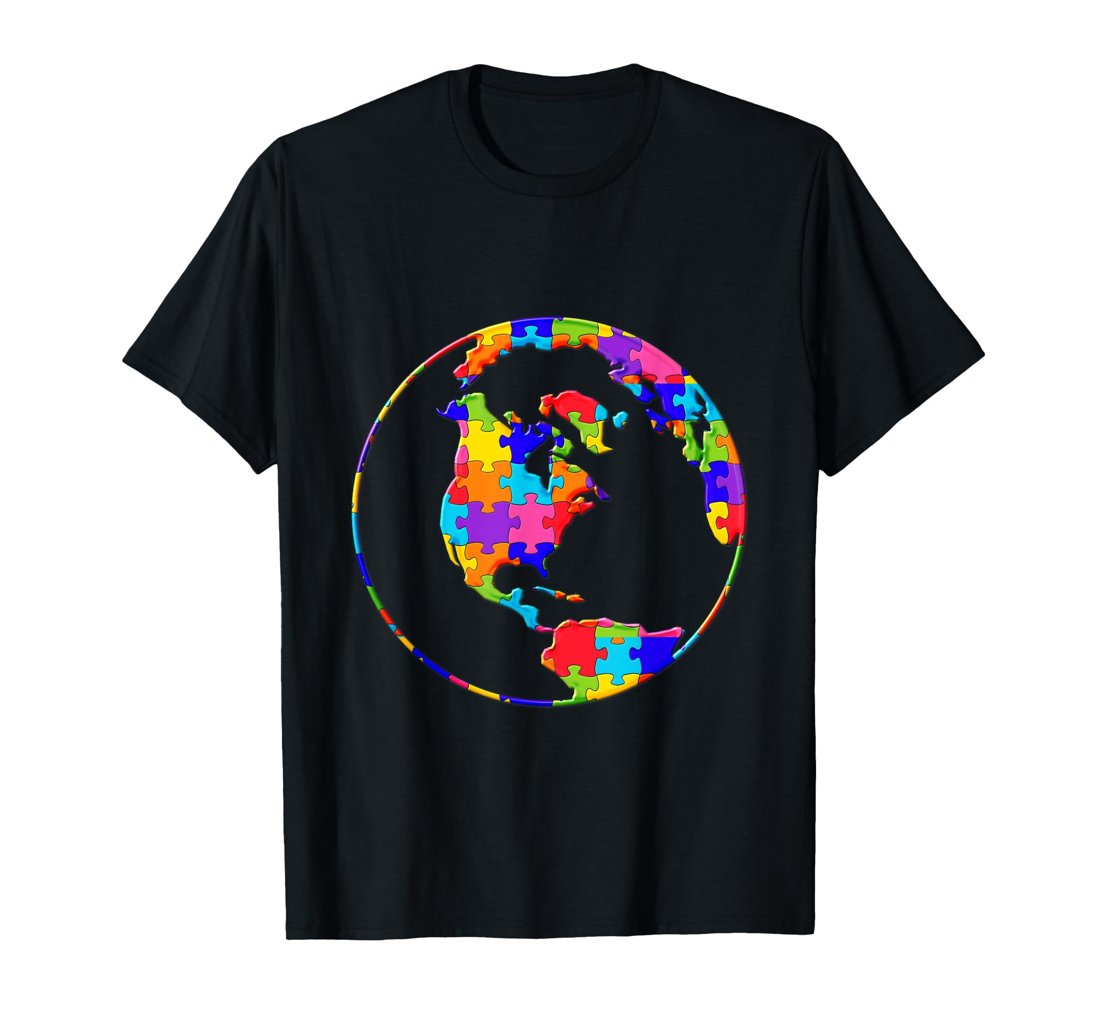 

World Globe Map Jigsaw Puzzle Autism Puzzle T-Shirt