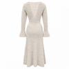 Ggpx New York Deep V Neck Wool Touch Ruffle Knit Dress Gqaop003f