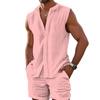 Set de Plajă Casual de Vară pentru Bărbați: Vesta Fără Mâneci Largă și Pantaloni Scurți