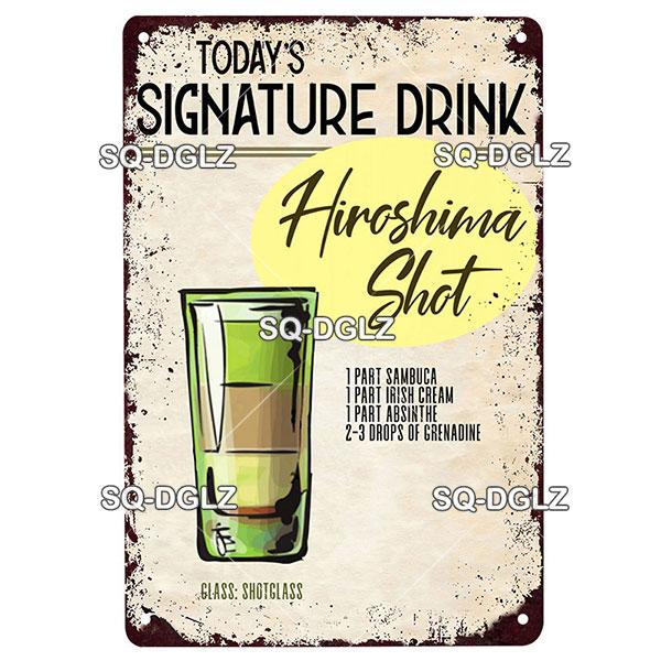 SQDGLZDrink Specials Metal Sign Vintage Plaque Plate Wall Decor For Pub Bar Cocktail Recipes Tin Sign Whiskey Menu Poster