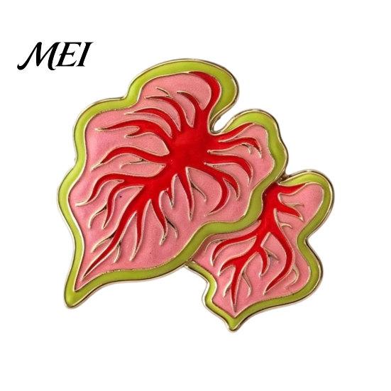 Buntes Blatt Abzeichen Legierung Brosche, Emaille Design Anstecknadel, Pflanzenliebhaber mit glatten Linien Monstera Deliciosa Brosche Helle Farbe, Frischer Stil