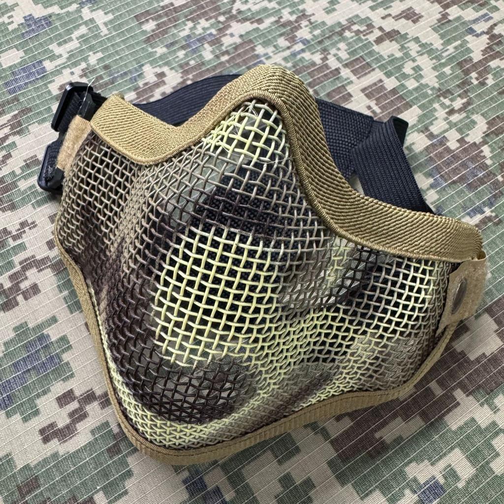 Masque Facial Demi-Visage en Fil d'Acier Tactique Airsoft Respirant Chasse Wargame CS Masque en Maille Protectrice