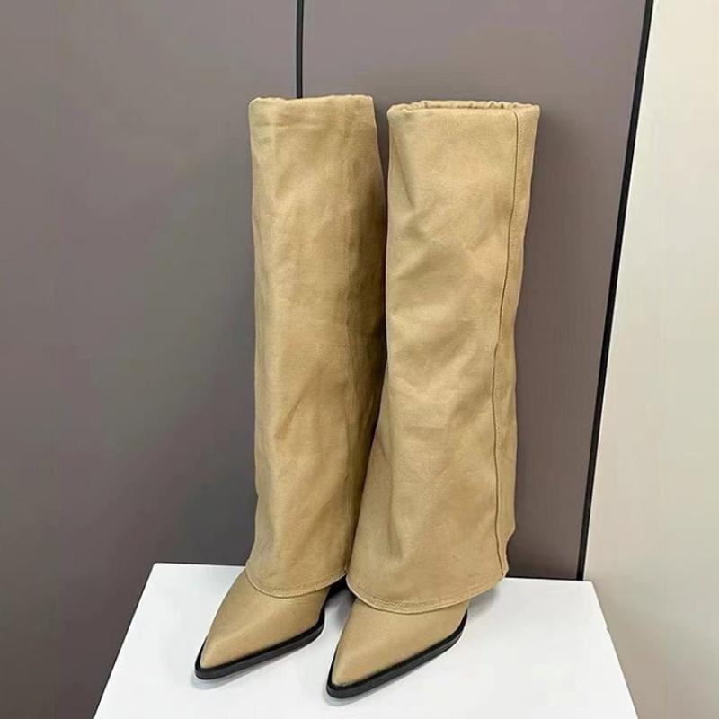 Fashion Fashion Versatile Woman Shoes Spring Pointed Heel Retro Women's Pants Boots Comfort Non Slip Western Cowboy Boot Knight Boots