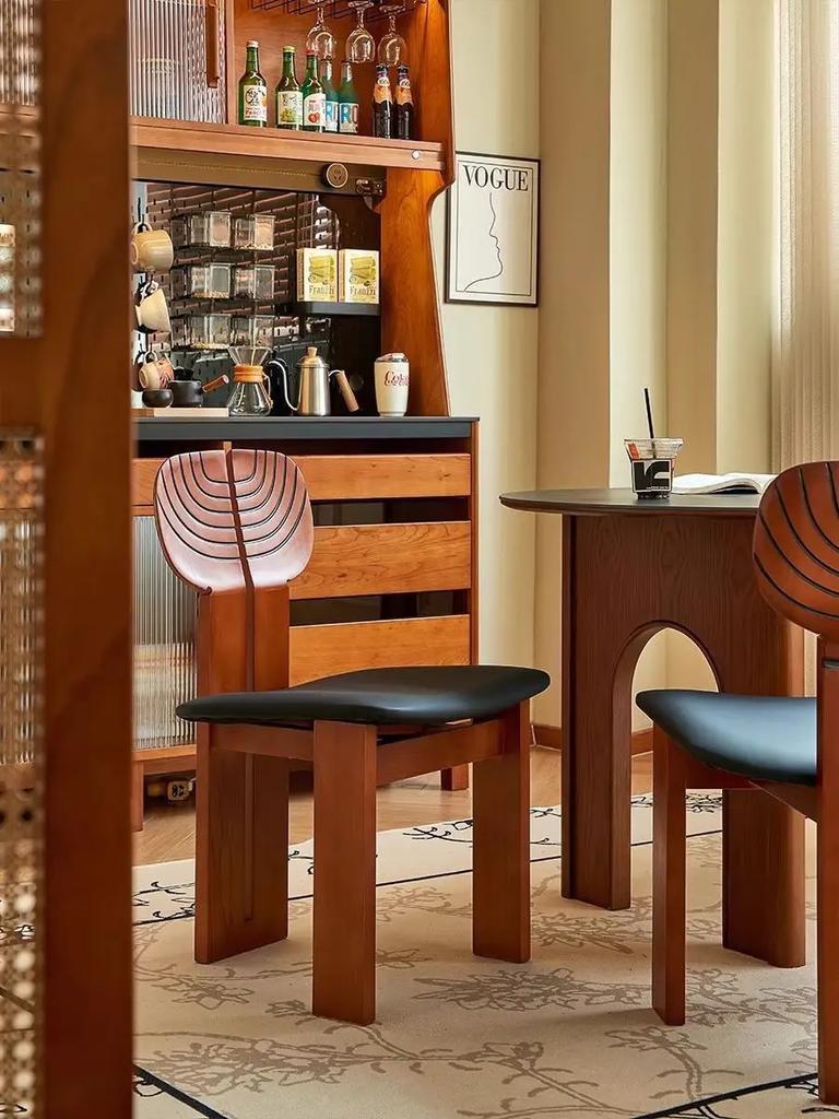 High-end Light Luxury Vintage Solid Wood Chair Backrest Chair Designer Leisure Dining Chair Home Modern Simple